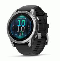 fēnix E – 47 mm, AMOLED - Stainless Steel with Black Silicone Band - 010-03025-00 - Garmin